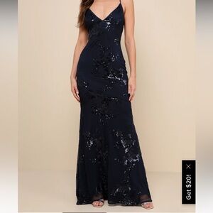 lulus navy blue prom dress, size small